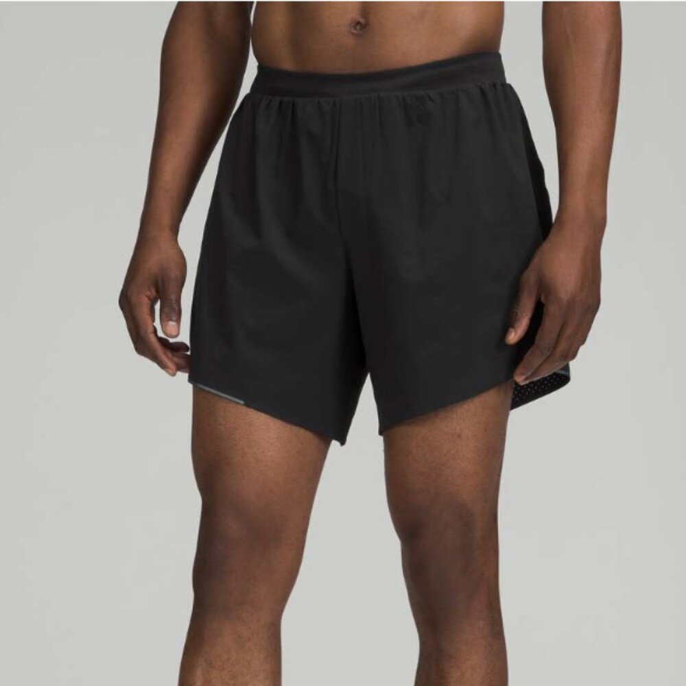 Lululemon Outpacer Short 6" Black Mesh Swift Liner Lined Athletic Size Large